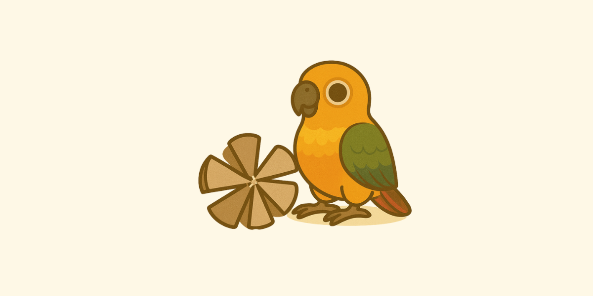 Juguete casero en forma de flor para loros