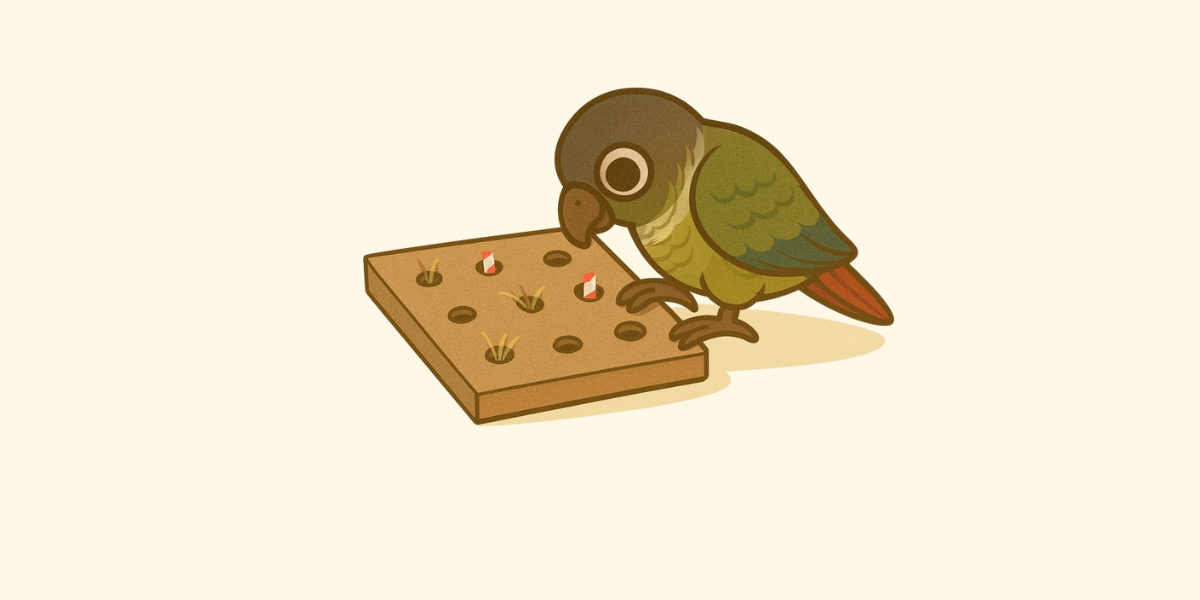 Tablero de inteligencia y forrajeo para loros