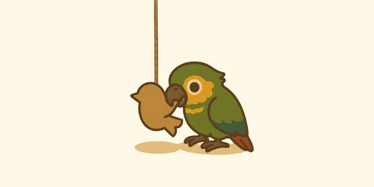 Juguete pajarito de cartón para loros