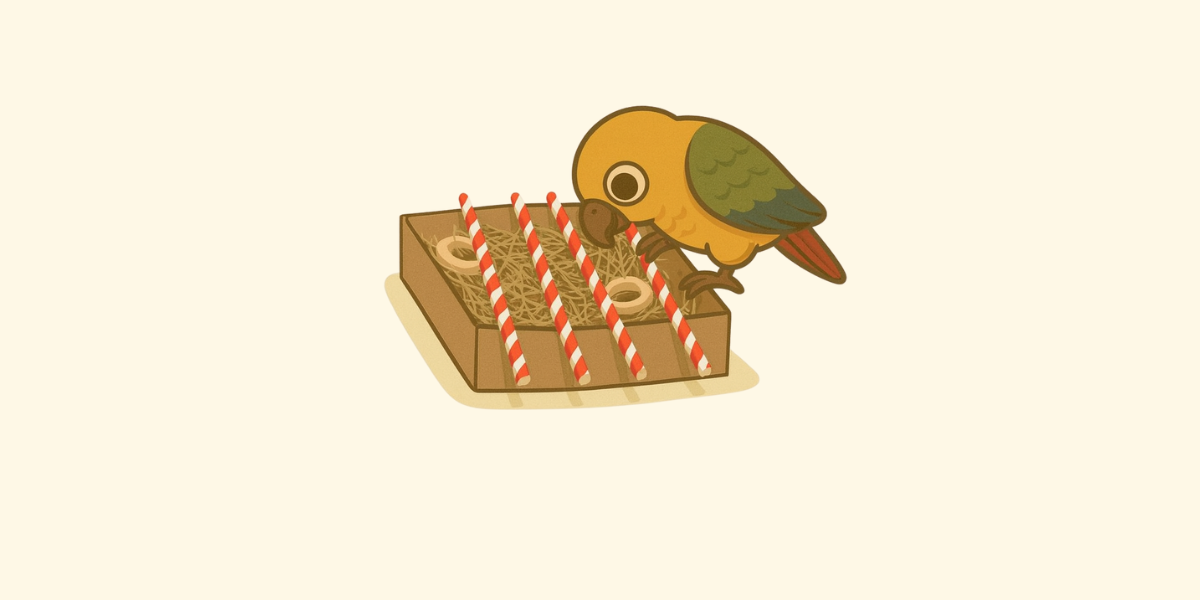 Juguete caja tesoro para loros