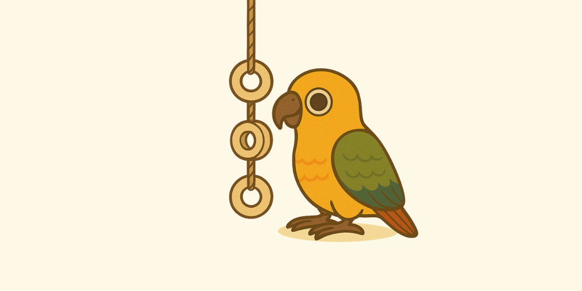 Juguete de cuerda con aritos para loros