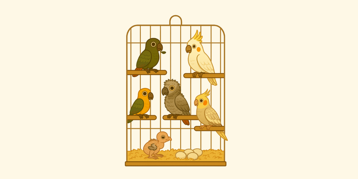 El entorno de los loros en las tiendas de animales