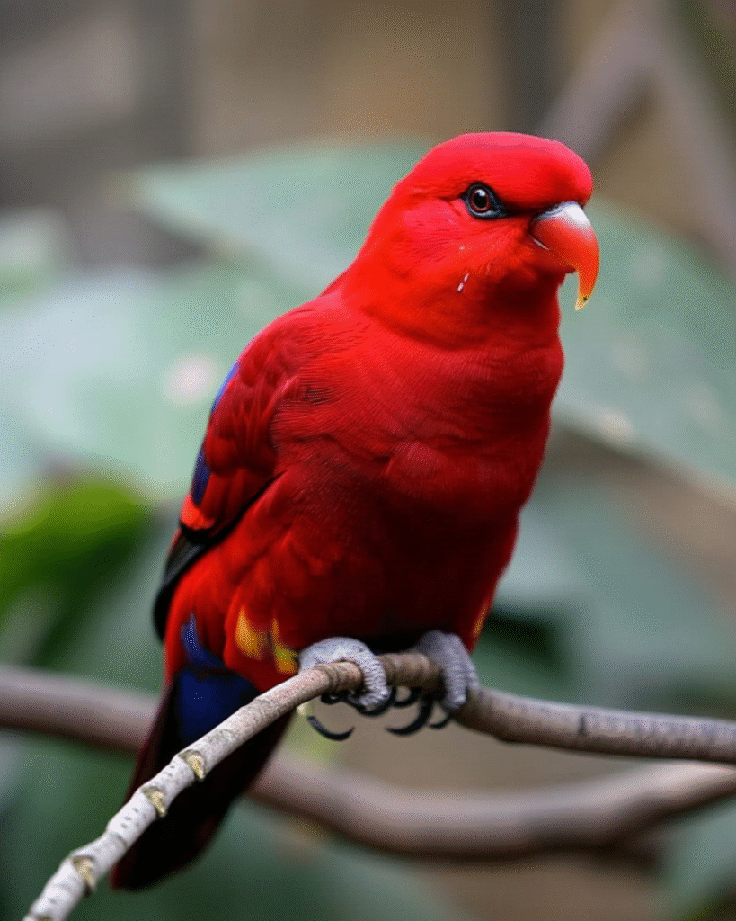 a red bird sitting on a branch