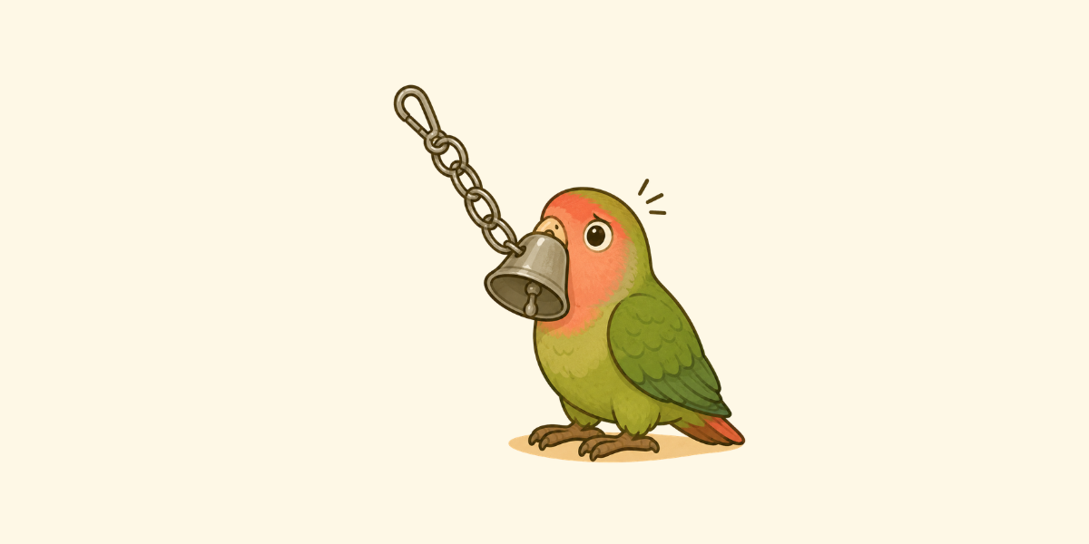 Por qué no deberías usar campanas en juguetes para loros