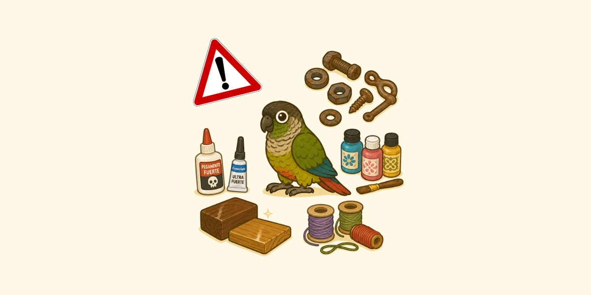 Materiales que deberías evitar en juguetes para loros