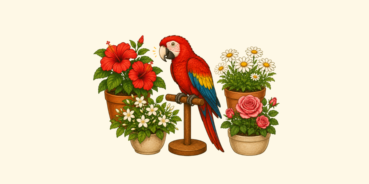 Plantas para voladeras de loros seguras y pensadas para su bienestar
