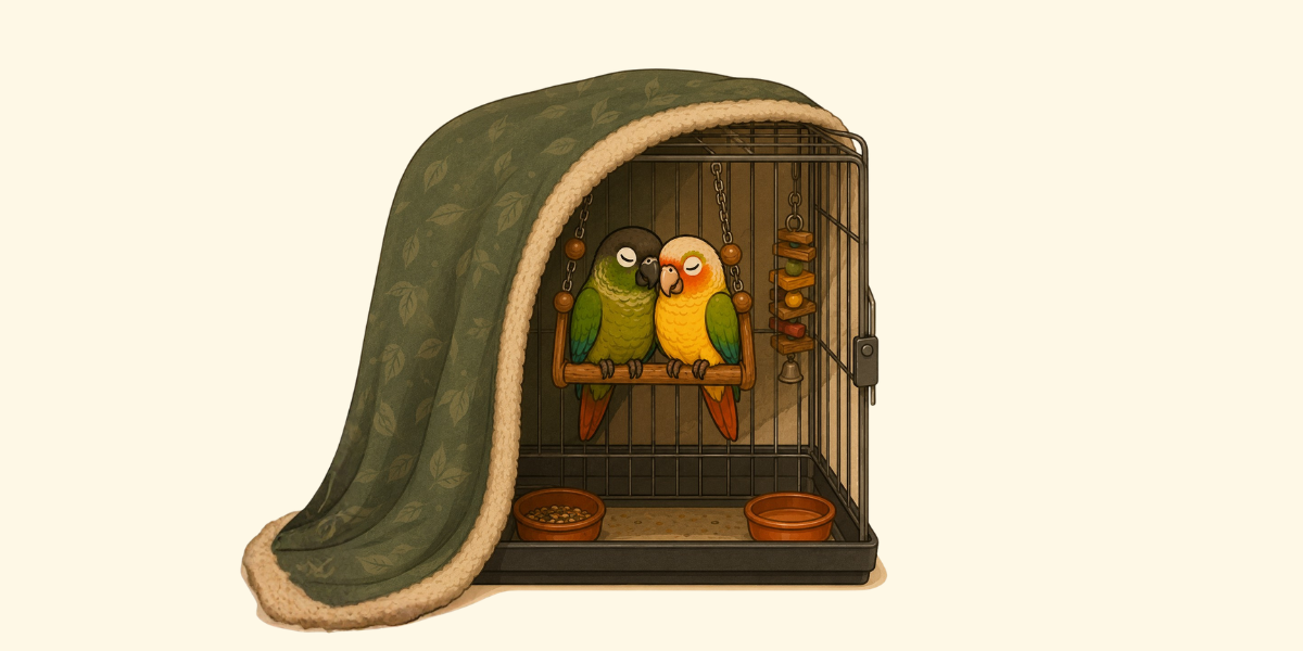 Tapar o no la jaula del loro por la noche